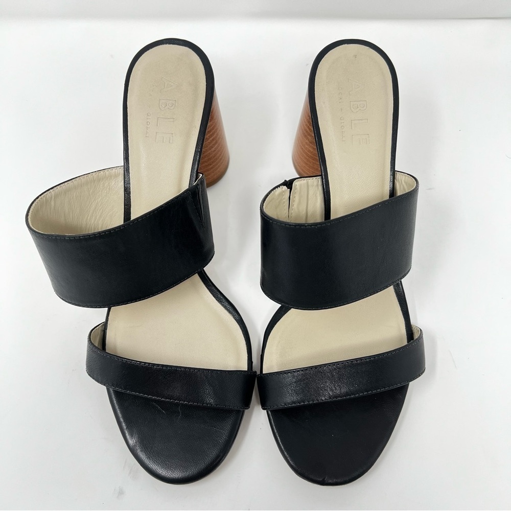 Black Leather Women's Sandals - Picture 5 of 9